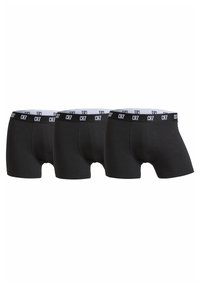 Zwarte katoenen boxershorts, set van drie, met een elastische tailleband met CR7-logo in het wit, klassieke snit, gladde textuur.