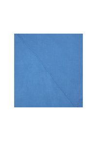 Tissu bleu avec une surface texturée, présentant une couture diagonale. Le matériau semble léger, avec un aspect doux et légèrement froissé.