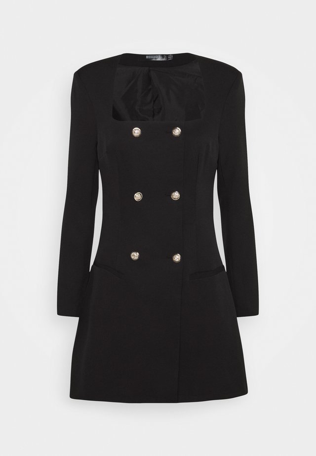SQUARE NECK MILITARY TAILORED DRESS - Blusenkleid - black