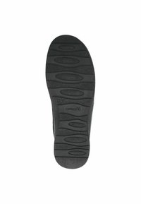 Black shoe sole with a textured surface featuring oval patterns and grooves. Brand name "Caprice" and size "37" embossed on the sole.