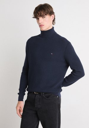 Tommy Hilfiger STRUCTURE ROLL NECK - Strickpullover - desert sky