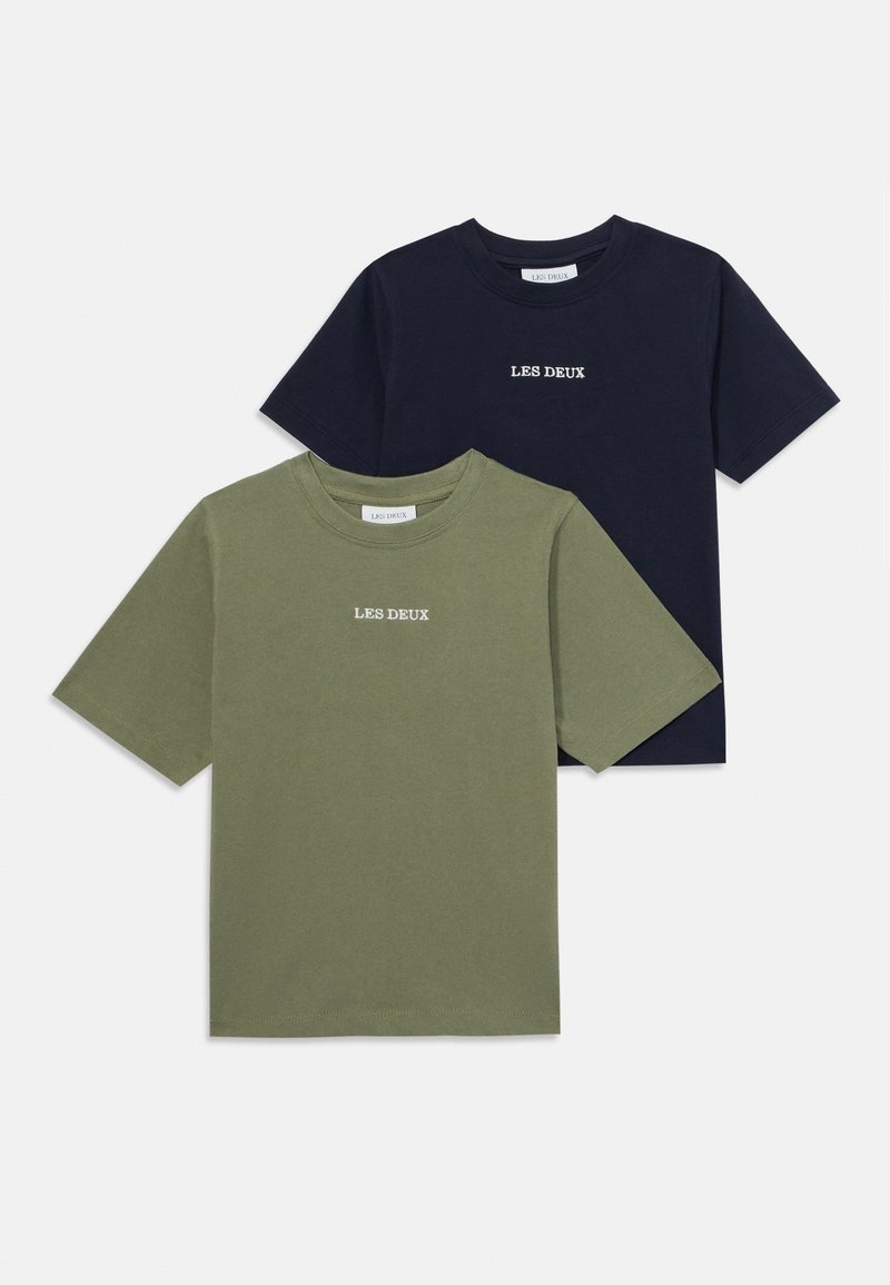 Les Deux KIDS 2 PACK UNISEX - Triko s potiskem - dark navy/lichen green