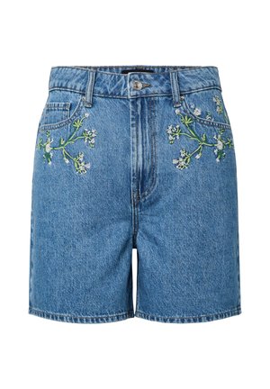 Pieces PCSKY EMBROIDERY - Jeansshorts - medium blue denim