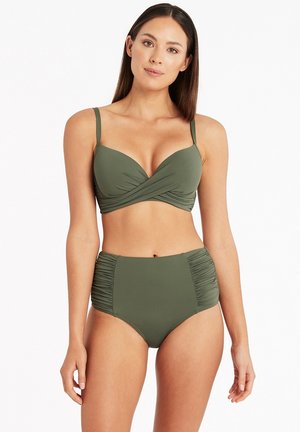 GATHERED SIDE HIGH WAIST - Bikinibroekje - khaki