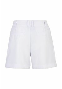 Weisse Baumwollmischungshorts mit tailliertem Schnitt, flachem Bund und Gesäßtaschen. Der Saum ist umgeschlagen für einen sauberen Abschluss.