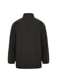 Sort bomberjakke med høj krave, elastiske manchetter og sidelæg. Glat stof med en afslappet pasform og minimalistisk design.
