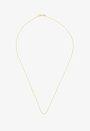 Collana in metallo dorato con un delicato design attorcigliato e un gancio a moschettone. La catena è liscia e presenta una lucentezza uniforme.