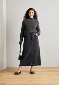 Marc O'Polo LONGSLEEVE STAND UP COLLAR - Strickpullover - deep grey melange