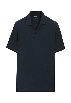 Dunkelblaues Kurzarm-Polo-Shirt mit umgeschlagenem Kragen und offener Knopfleiste, aus 100% Baumwolle von Massimo Dutti.
