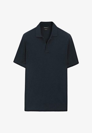 Mørkeblå kortærmet polo med foldet krave og åben placket, lavet af 100% bomuld fra Massimo Dutti.
