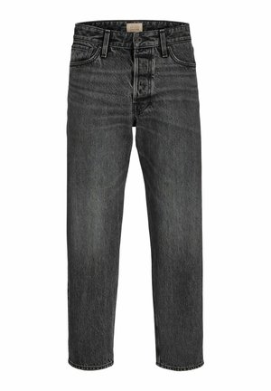 Jeans din denim negru cu croi drept, talie înaltă, design cu cinci buzunare și estompare subtilă. Au un fermoar la front și etichetă cu marcă pe partea din spate.