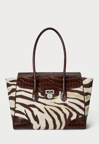 ZEBRA PRINT CANVAS LARGE TANNER SATCHEL - Saco de mão - black,brown,white