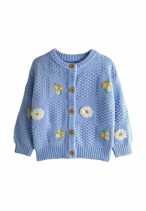 REGULAR FIT - DAISY EMBROIDERED TEXTURED - Kardigán - mid blue