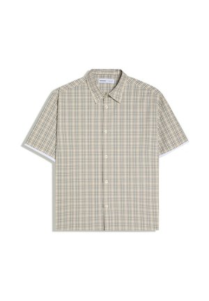 Bershka, SHORT SLEEVE CHECK SHIRT - Chemise - sand