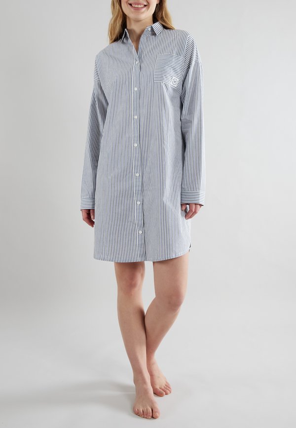 Nachthemd - blau mittel streifen
