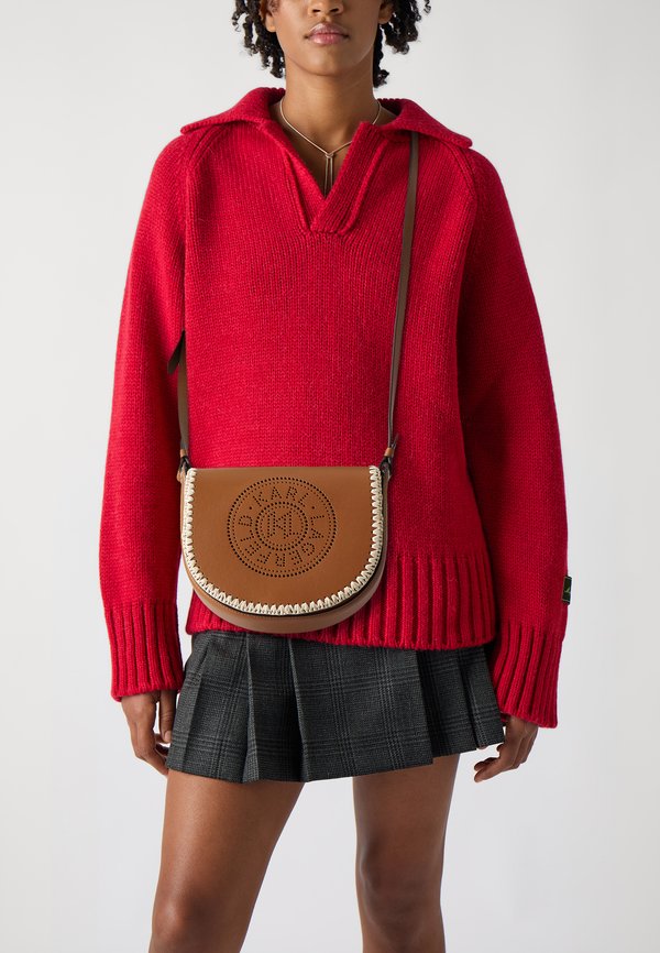 CIRCLE SADDLE RAFFIA WHIP - Cross body bag - natural tan