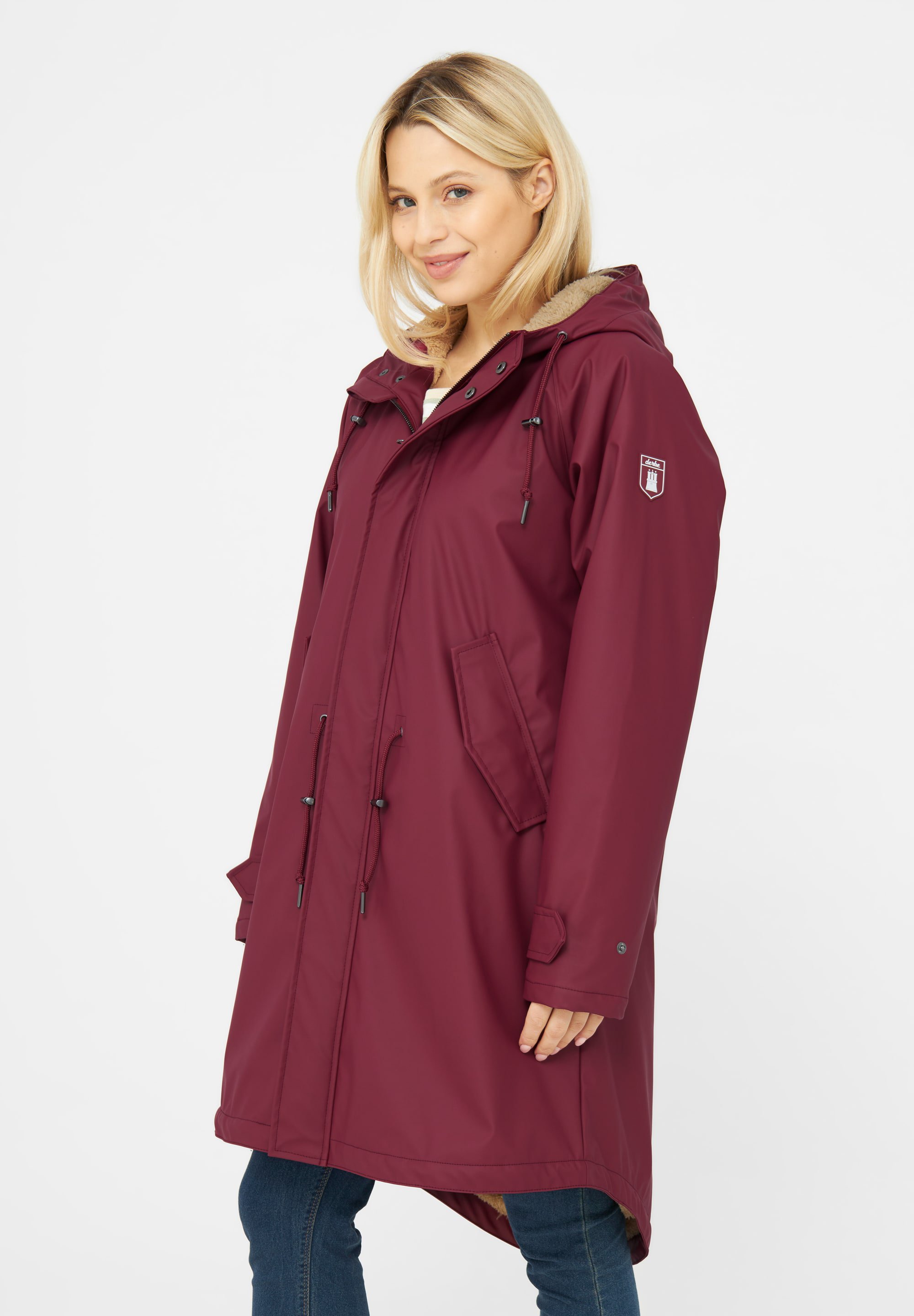Tidaholm Derbe Parka Rot Damen Regenmantel Regenmantel Mit