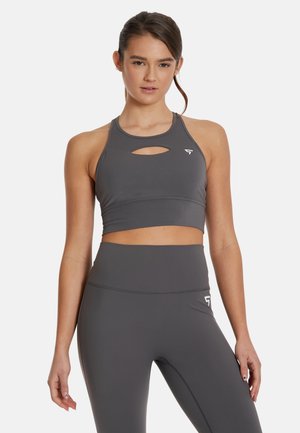 BRISK HIGH NECK - Medium support sports bra - dark grey