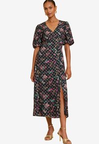 Love & Roses V NECK PUFF SLEEVE MIDI - Dienas kleita - green bird