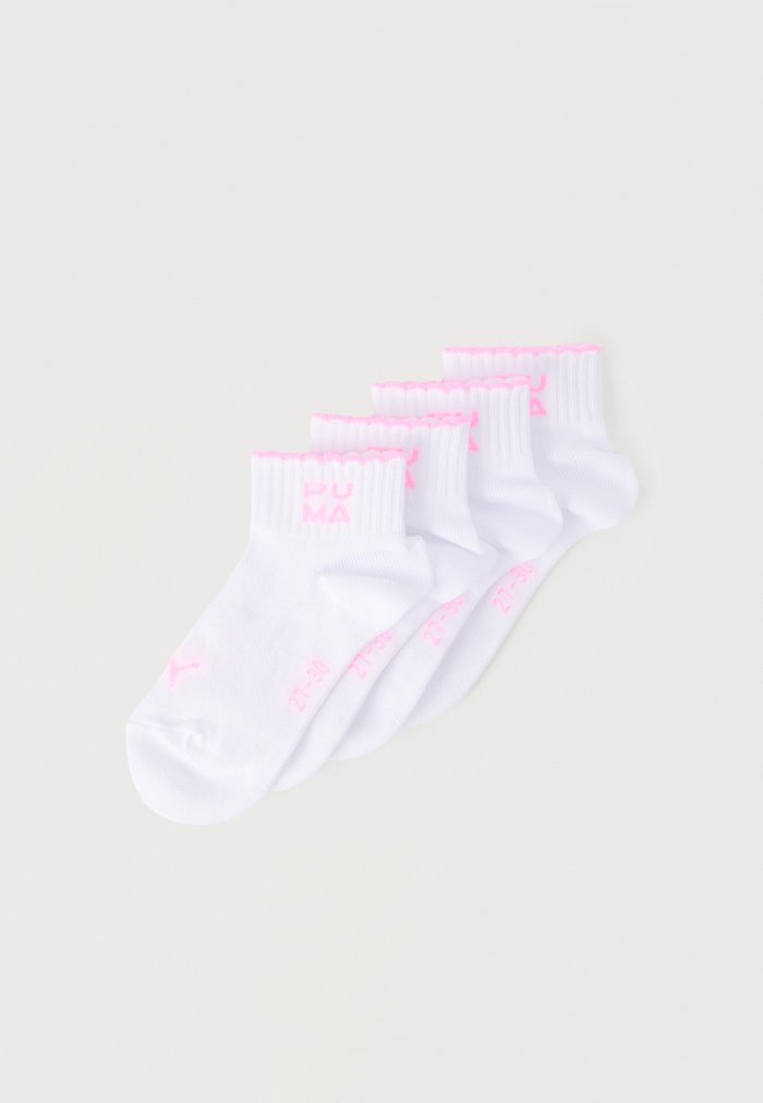 PUMA SQUARE KID LOGO QUARTER UNISEX 4 PACK - Socks - white/pink
