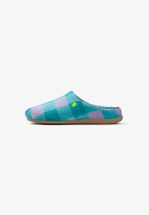Hot Potatoes, HOT POTATOES ORANGE AND LILAC CHECKERED FUR HOUSE SLIPPERS 80938 - Pantuflas - verde
