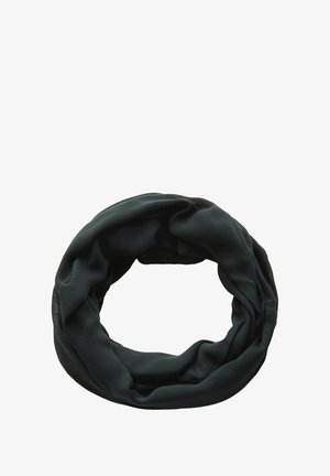 Schwarzer Unendlichkeitsschal aus weichem, leichtem Stoff. Verfügt über eine glatte Textur und ein durchgehendes Loop-Design für vielseitige Stylingmöglichkeiten.