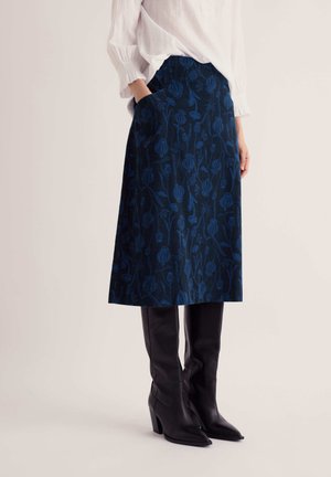 Seasalt Cornwall, SEASALT CORNWALL FOREST VIEW SKIRT - Jupe trapèze - navy  lino seedpods maritime marine
