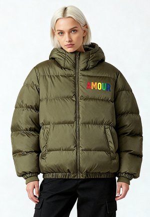 AMOUR EMBROIDERY UNISEX PUFFER  - Winterjacke - khaki