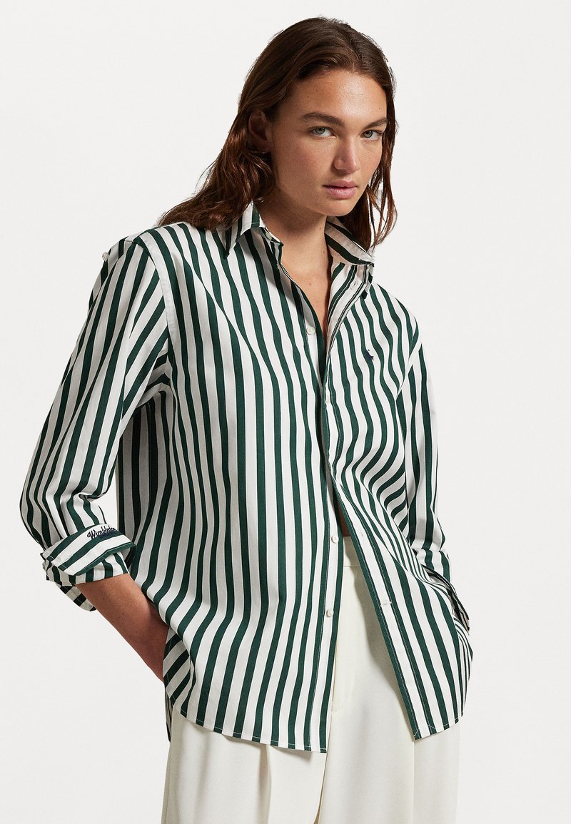 Polo Ralph Lauren - WIMBLEDON OVERSIZE FIT STRIPED COTTON SHIRT - Hemdbluse - moss agate/ceramic white, Vergrößern