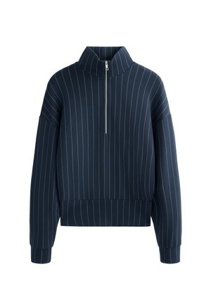 OYSHO HALF-ZIP STRIPED WITH SOFT TOUCH - Mikina - royal blue