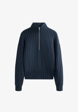 OYSHO HALF-ZIP STRIPED WITH SOFT TOUCH - Mikina - royal blue