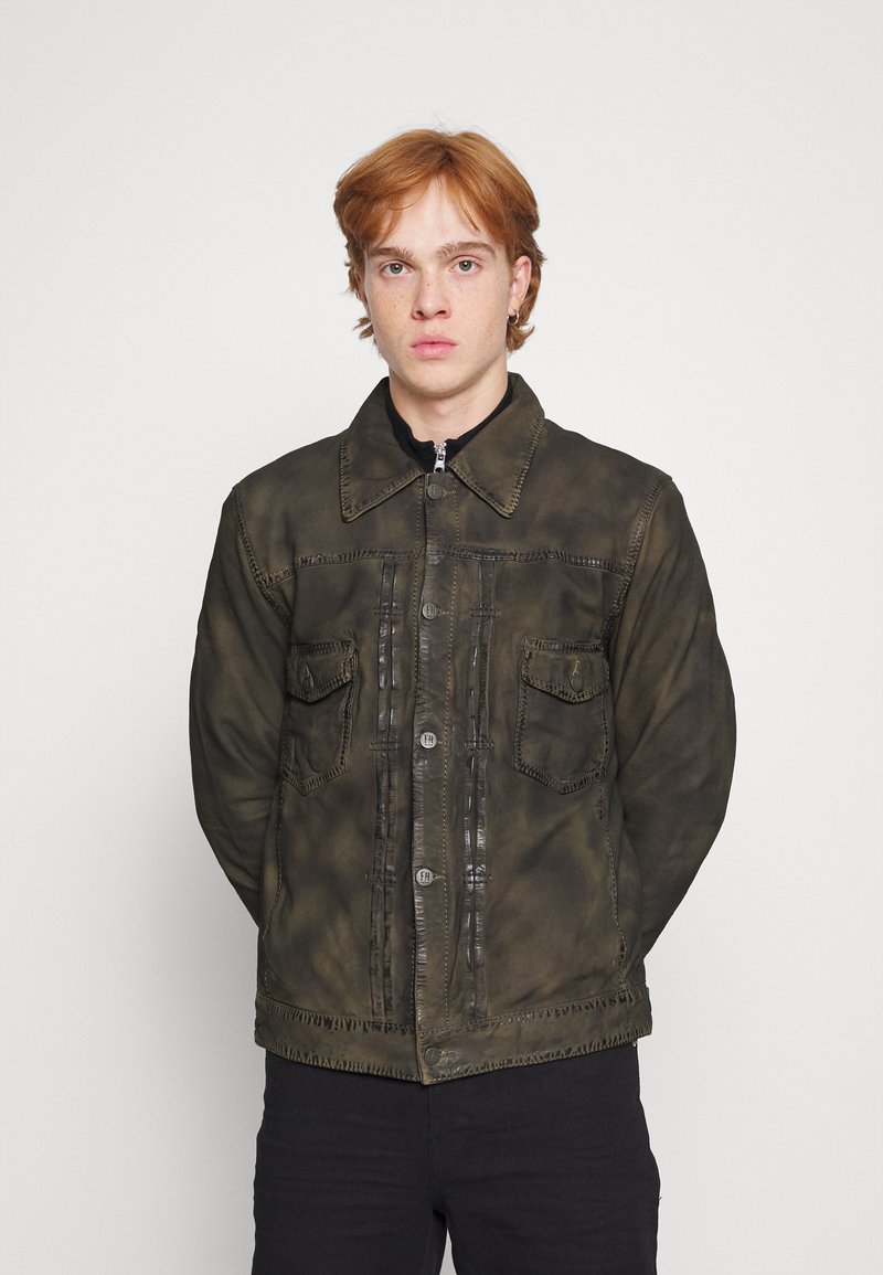 Freaky Nation Leather jacket olive oil/green Zalando.ie