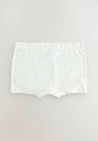 Witte shorts met een subtiel geel bloemmotief, gemaakt van zachte stof. Kenmerkt zich door een soepele tailleband en een korte, vierkante snit.