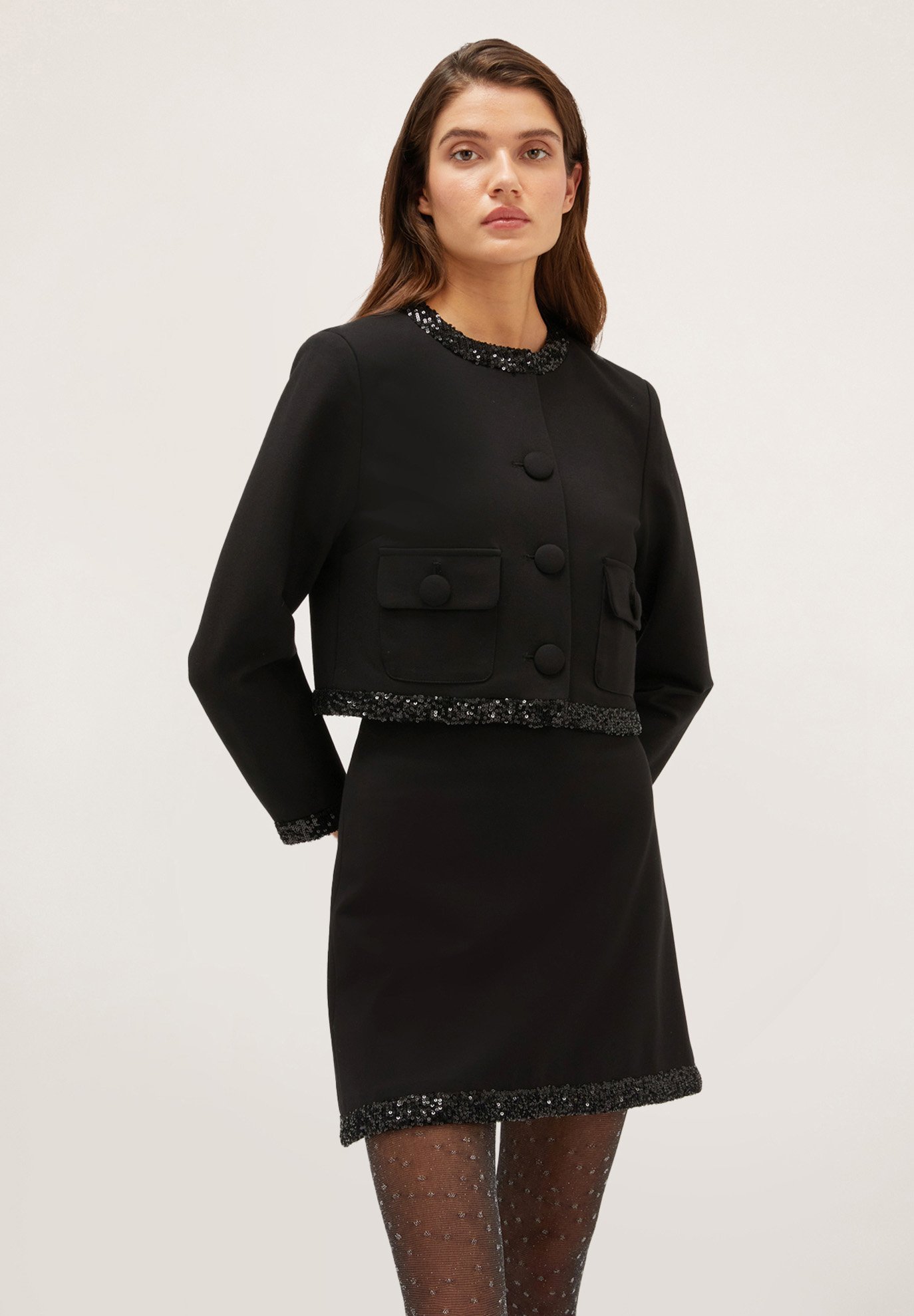 Motivi CON BORDI IN PAILLETTES Blazer nero