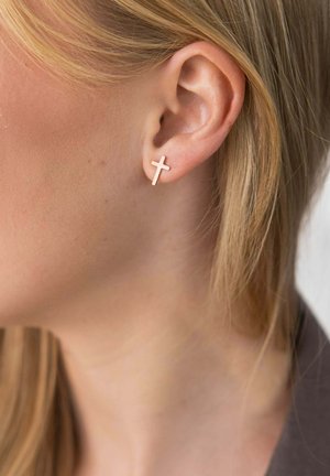PURELEI, PURELEI OHRRINGE TINY CROSS - Ohrringe - rosegold-coloured