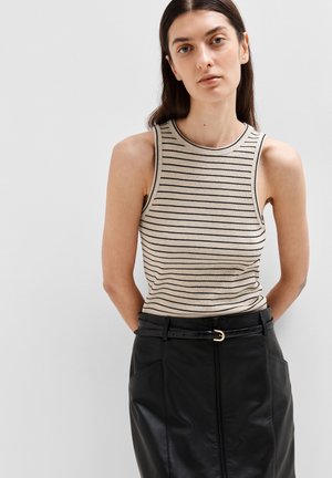 SLFANNA O NECK TANK - Topper - oatmeal/black