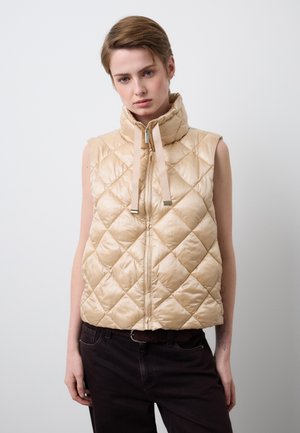 PADDED GILET REGULAR FIT WITH ZIP - Waistcoat - beige marl