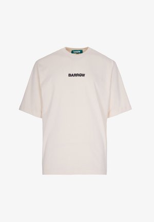 T-shirt a maniche corte color crema, realizzato in cotone. Presenta un collo rotondo e un logo nero "BARROW" stampato centralmente sul petto.