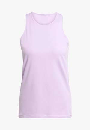 Licht paarse tanktop met een ronde halslijn, mouwloos ontwerp en een soepele textuur. Gemaakt van zachte stof met minimale naden.