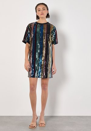 RAINBOW SEQUIN STRIPE  - Cocktailklänning - black