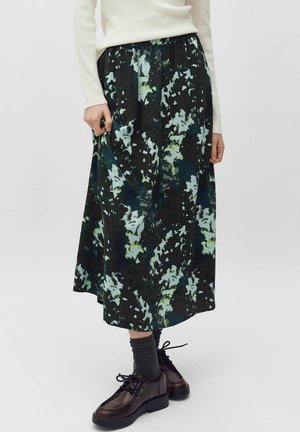 sukňa v tvare A - green beam print