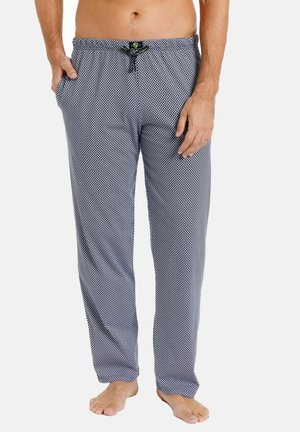 LANG ALLOVERPRINT MIT SEITENTASCHEN - Pyjama bottoms - navy weiß