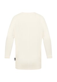 Langarmhemd in Creme aus weicher Baumwolle, mit lässigem Schnitt, rundem Ausschnitt und einem dezente Etikett am Saum.