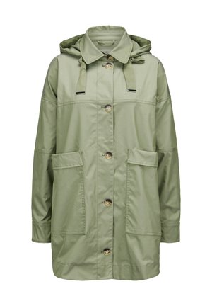 Hellgrüne, kapuzenlose Jacke in lässiger Passform, mit Knopfverschluss, zwei Fronttaschen und flat stitching Details. Glattes, wasserabweisendes Material.