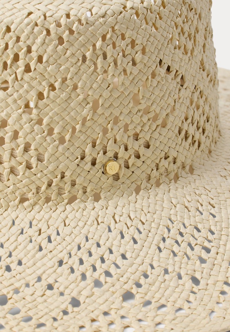 Lauren Ralph Lauren Wide Brim Straw Sun Hat Gold Logo Beige One Size Summer LAUREN RALPH LAUREN Logo Raffia Sun Hat | endource main image 2