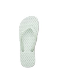Lys grøn flip-flop lavet af gummi, med en struktureret fodseng med diamantmønstre og en tæernesnor.