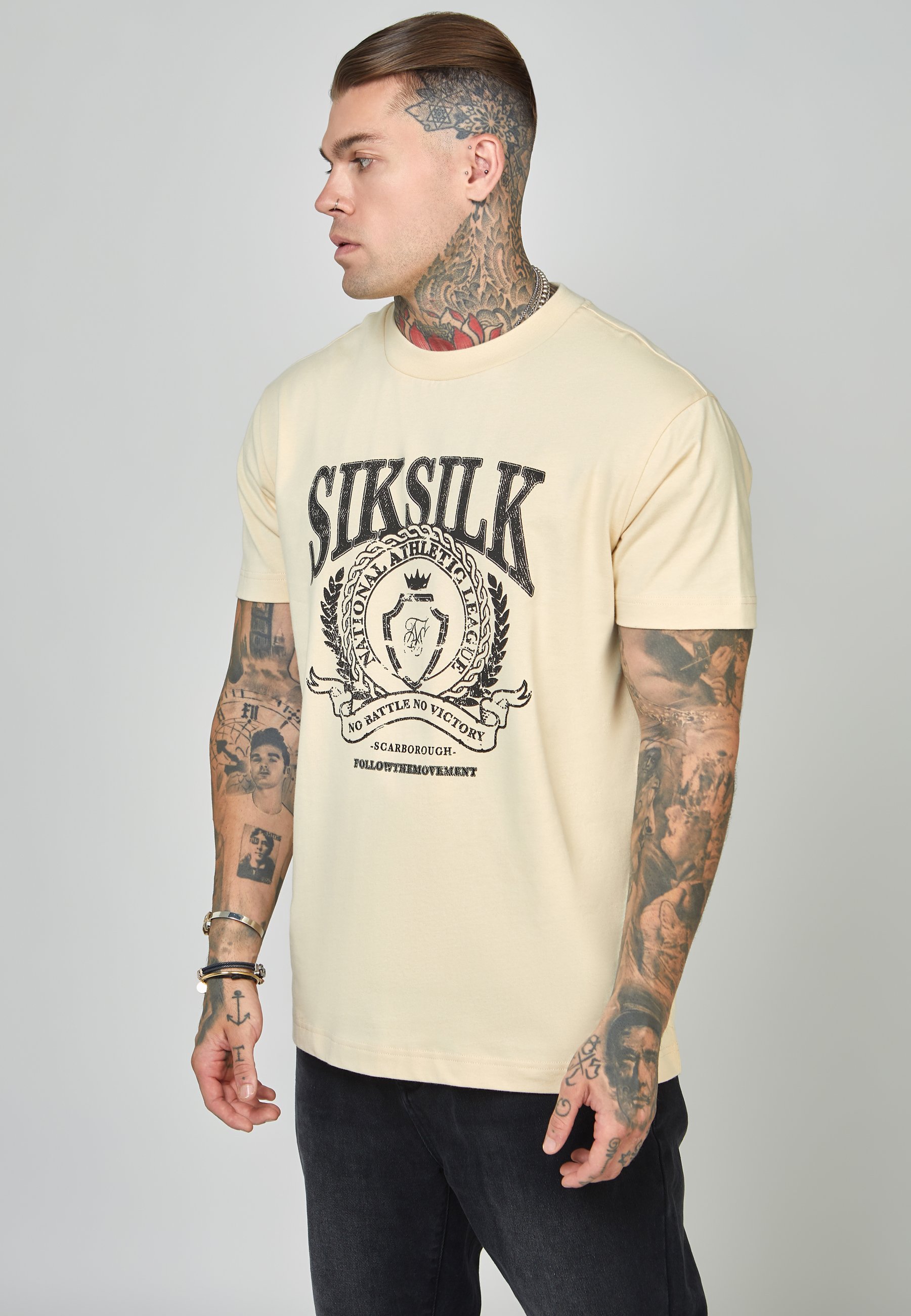 T-shirt Homme SikSilk Noir, Logo, Coton, Taille XL
