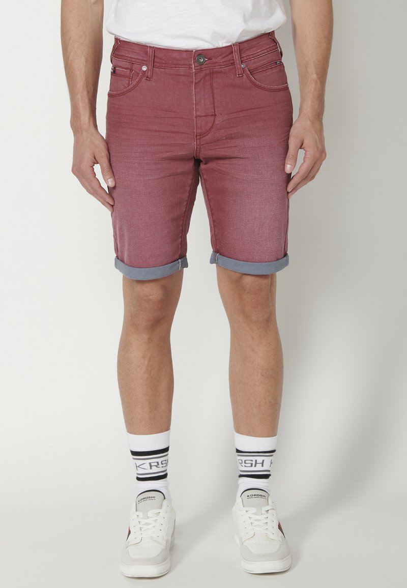 Koroshi BERMUDA STRETCH REGULAR COLORS BERMUDA STRET - Kratke hlače od trapera - granate