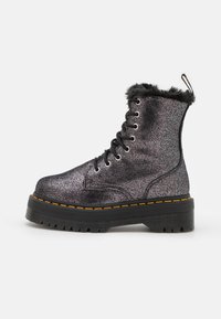 JADON - Platform ankle boots - black/silver distressed metallic