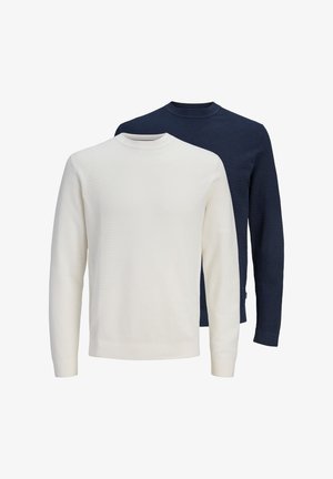 JACK & JONES Jprcctravis Knit Crew Neck, Bianco e Grigio, S Uomo JACK & JONES Jprcctravis Knit Crew Neck, Bianco e Grigio, S Uomo